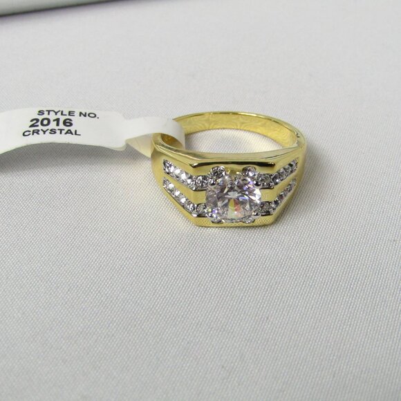 Cubic Zirconia | Stainless Steel | Gold Band | Size 12 | Men's - Picture 2 of 5